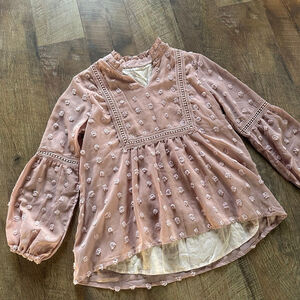 Women's Pink Swiss Dot Blouse Size S